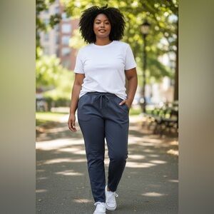 Talbots Plus Size 1X Easy Drawstring Navy Blue Pants / Capris